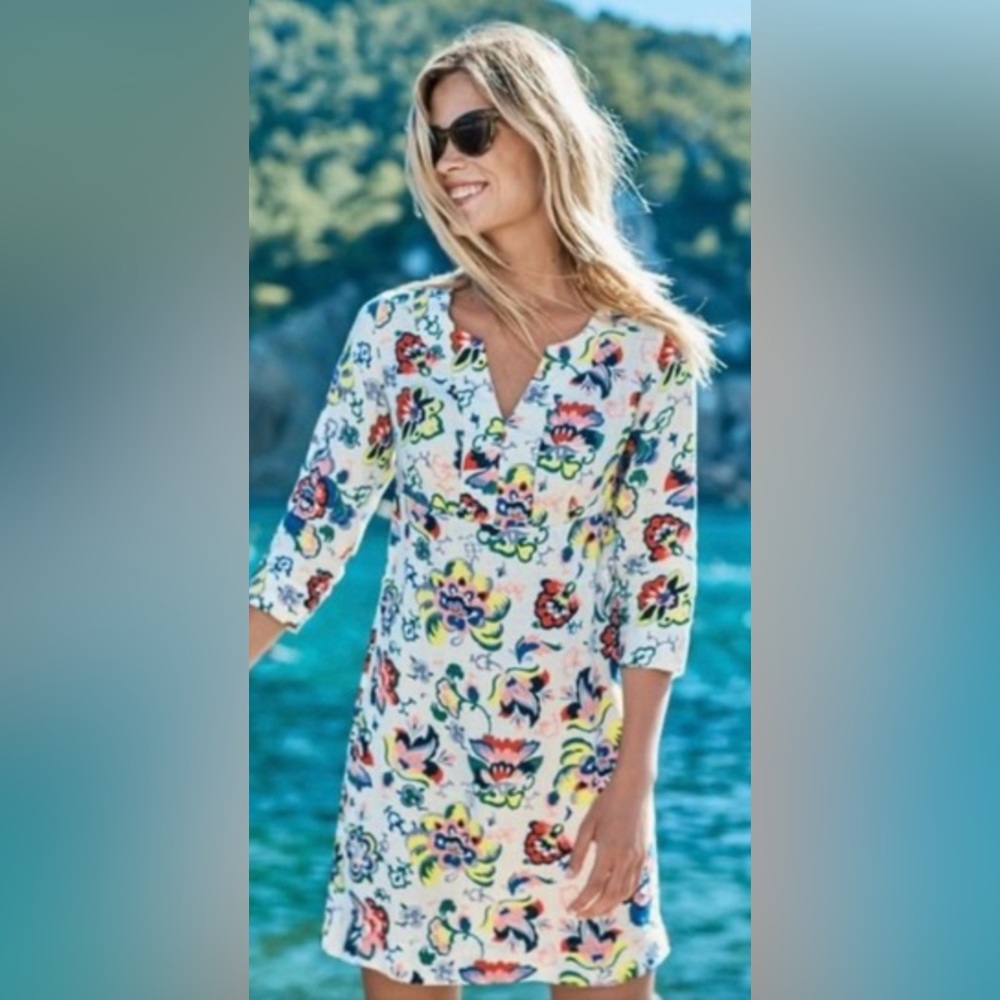Boden 14L Casual 100% Linen Layla Floral Tunic Dress